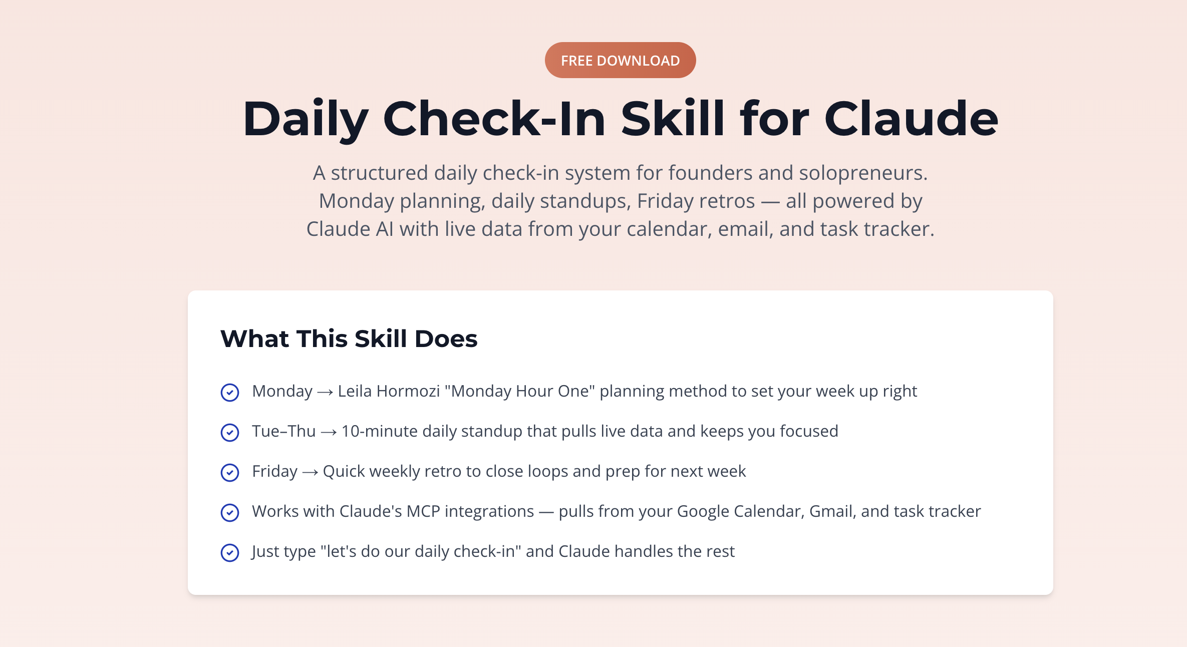 Md Day Check In Customize Your Daily Check-In Flow β Claude for Everyone | Claude for ...